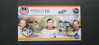 Apollo 16, vesolje - Burkina Faso 2023 -blok 2 znamk, žigosan (Rafl01)