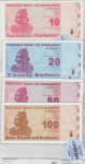 BANK.10,20,50,100 DOLLARS P94,P95,P96,P97(ZIMBABWE)2009 UNC