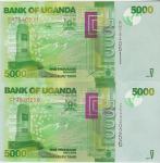 BANKOVEC 5000-2015,2019 SHILLNGS P51d,P51f (UGANDA) UNC