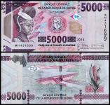 GVINEJA, 5000 frankov, 2015 in 2021 , UNC