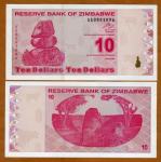 ZIMBABWE - 10 dollars 2009 UNC
