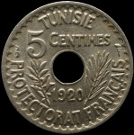 LaZooRo: Tunizija 5 Centimes 1920 UNC