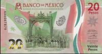 MEXICO MEHIKA 20 pesos pezosov 2021 UNC polimer