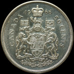 LaZooRo: Kanada 1/2 Dollar 50 Cents 1966 PL - Srebro