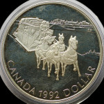 LaZooRo: Kanada 1 Dollar 1992 PROOF kočija - Srebro