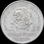 LaZooRo: Mehika 5 Pesos 1952 XF - srebro