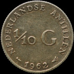 LaZooRo: Nizozemski Antili 1/10 Gulden 1962 XF redkejši - srebro