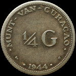 LaZooRo: Nizozemski Curacao 1/4 Gulden 1944 VF / XF - srebro