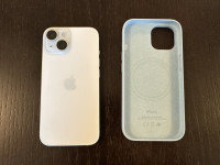 iPhone 15 128GB blue + ovitek Apple Silicone Case
