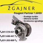 Obnova turbine Peugeot Partner 1.6HDI