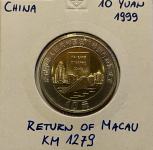 Kitajska 10 Yuan 1999-Return of Macau
