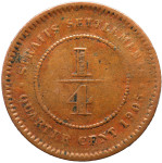 LaZooRo: Straits Settlements 1/4 Cent 1905 VF