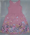 H&M poletna dekliška obleka rožice in metuljčki št. 134/140, 8-10 let