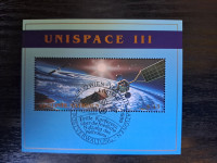 Združeni Narodi Dunaj 1999, blok 10 žigosan vesolje, kozmos