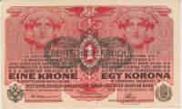 BANKOVEC 1 KRONEN (AVSTROOGRSKA AVSTRIJA)1919.(1916).XF+