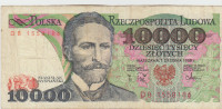 BANKOVEC 10000 ZLOTYCH P151b "S.WYSPIANSKI" (POLJSKA) 1988.VF
