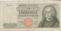 BANKOVEC 5000 LIRE P98b "C.COLOMBO" (ITALIJA ) 4.1.1968.(1964).VF