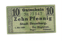 Dramburg, Drawsko Pomorskie, Pommern 10 Pfennig 1.5.1920