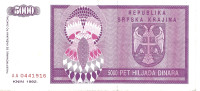 HRVAŠKA KNIN P-R6  5000 DINARA 1992