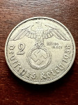 1938 A SREBRNIK Nemčija nacizem 2 Reichsmark 3. Reich nazi (otaku)