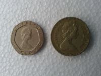 Anglija 1 funt (1984) in 20 pence (1982)