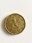 Kovanec 20 centov Italija 2002 z več napakami
