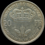 LaZooRo: Belgija 20 Francs Frank 1935 XF - srebro