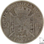 LaZooRo: Belgija 50 Centimes 1866 VF / XF - srebro