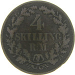LaZooRo: Danska 4 Skilling 1854 VF - srebro