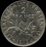 LaZooRo: Francija 2 Francs 1915 XF / UNC - srebro