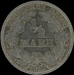 LaZooRo: Nemčija 1/2 Mark 1912 J XF / UNC - srebro