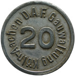 LaZooRo: Nemčija Köln Aachen 20 Pfennig (1933-1944) D.A.F. Gauwaltung
