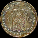 LaZooRo: Nizozemska 1 gulden 1931 XF mavrica - srebro