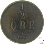 LaZooRo: Švedska 1/2 Ore 1857 VF / XF