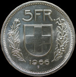 LaZooRo: Švica 5 Francs 1966 UNC - srebro