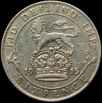 LaZooRo: Velika Britanija 6 Pence 1915 XF - srebro