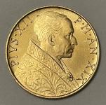 Zlati kovanec 100 lir 1957. - PIVS XII P M AN XIX Vatikan