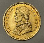Zlati kovanec 2,5 Scvdi 1859. - PIVS IX PON MAX AN XIV - R