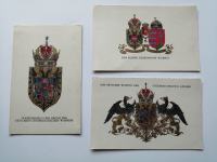 Komplet treh Avstro-Ogrskih razglednic z motivi grbov
