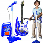 Otroški set LED električne kitare mikrofona in ojačevalca MP3 modra
