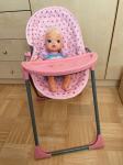 Zibelka, stolček za hranjenje in voziček - igrača za baby born