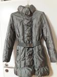ženska jakna Zara kovinsko siva, s pravim puhom, XL