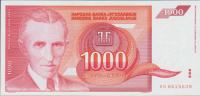 BANKOVEC 1000 DINARJEV P114 "AA,AD" (JUGOSLAVIJA) 1992.UNC