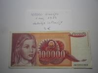 BANKOVEC 100000 DINARJEV - 1 MAJ 1989, OBDOBJE INFLACIJE