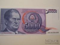 BANKOVEC 5000 DINARJEV - 1 MAJ 1985 - UNC, OBDOBJE INFLACIJE