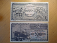 BANKOVEC JUGOSLAVIJA 1000 DINARA 1949 IN 5000 DINARA 1950 LOT 2X