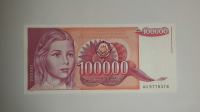 Prodam bankovec 100000 dinarjev 1989 UNC