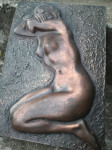 Zlitina bron relief gola ženska, goli akt,28x20cm