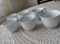 Set 6-ih skodelic za belo kavo, bel porcelan