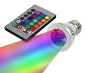 RGB LED reflektorska žarnica 3W E27 + daljinski upravljalnik